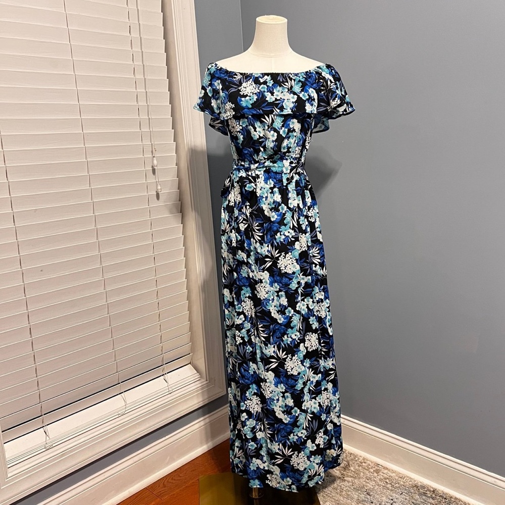Blue Off The Shoulder Maxi